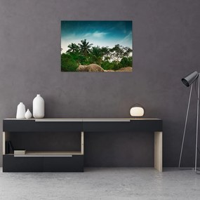 Tablou pe sticlă - palmierii (70x50 cm)