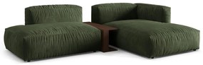 Colțar modular verde cu tapițerie din catifea (cu colț pe partea dreaptă/cu șezlong) Martina – Micadoni