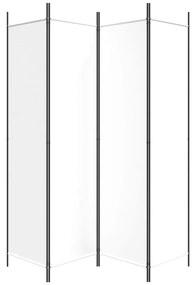 Paravan de camera cu 4 panouri, alb, 200x200 cm, textil Alb, 200 x 200 cm, 1