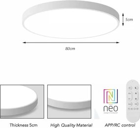 Immax NEO 07315L-LED Plafonieră reglabilă SEMPLICI 96W/230V diam. 80 cm Wi-Fi Tuya albă + telecomandă