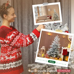 HOMCOM Pom de Crăciun înzăpezit 150 cm cu Bază Metalică Pliabilă | Aosom Romania