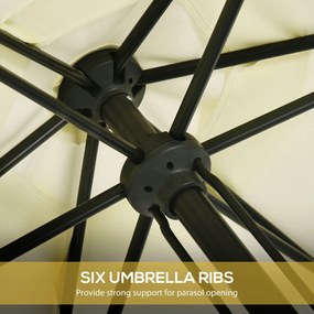 Outsunny Umbrelă de Soare pentru Grădină, Material Poliester și Structură Metalică cu 6 Bare, Ø262x243cm, Bej și Negru | Aosom Romania