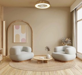 Lustra LED cu Ventilator si telecomanda Rustic alb/ natural
