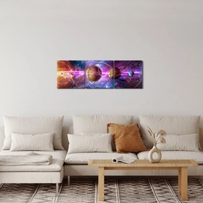 Tablou - Sistemul solar (cu ceas) (90x30 cm)