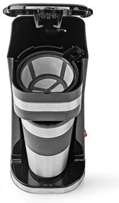 Cafetieră de o cană 0,4 l cu temporizator și cană de voiaj Nedis KACM300FBK