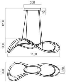 Redo 01-3599 - Lustră LED dimmabilă suspendată pe cablu TEMPEST LED/58W/230V, negru