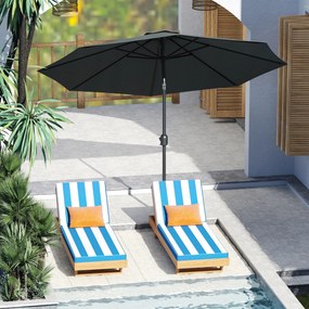 Outsunny Umbrela de Gradina Φ300cm cu Manivela, Gri Inchis | Aosom Romania