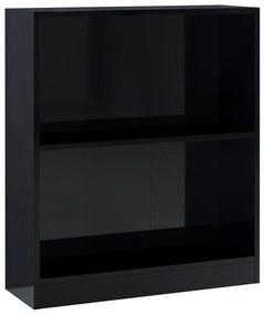 800862 vidaXL Bibliotecă, negru extralucios, 60x24x74,5 cm, lemn compozit
