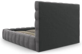 Pat matrimonial gri tapițat cu spațiu de depozitare și somieră 160x200 cm Bali – Cosmopolitan Design
