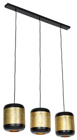 Lampă suspendată vintage neagră cu alamă ovală cu 3 lumini - Kayleigh