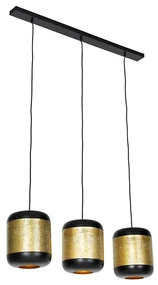Lampă suspendată vintage neagră cu alamă ovală cu 3 lumini - Kayleigh