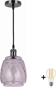 BRILAGI - Pendul LED pe cablu RETRO GLASS 1xE27/60W/230V Ø 26 cm negru/gri fumuriu