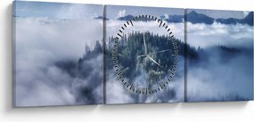 Tablou pădurii în ceață (cu ceas) (90x30 cm)