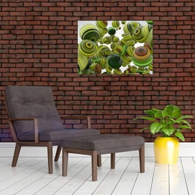 Tablou pe sticlă cu bile în dungi (70x50 cm)
