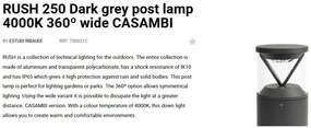Mini Stalp LED iluminat exterior simetric 360º wide IP65 RUSH 25cm 4000K CASAMBI