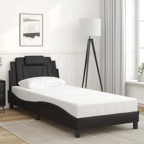 vidaXL Cadru de pat cu tăblie, negru, 90x190 cm, piele ecologică