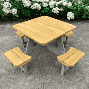Set mobilier de grădină pentru copii, realizat din lemn, maro / gri, PIKIO