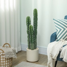 HOMCOM Plantă artificială Cactus mare 95 cm cu ghiveci, realist pentru casă, birou, verde | Aosom Romania