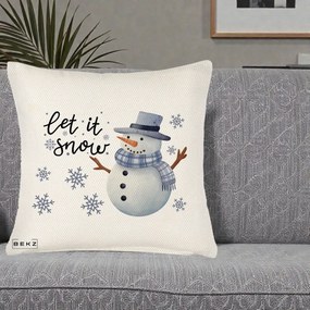 Perna Decorativa Let It Snow Om de Zapada, 40x40 cm, Crem Reliefat, Husa Detasabila, Perna Inclusa, BEKZ®