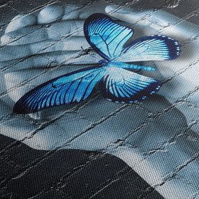 Tablou cu flutere albastru pe perete (90x60 cm)
