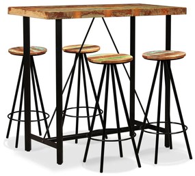 275143 vidaXL Set mobilier de bar, 5 piese, lemn masiv reciclat