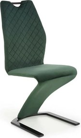 Scaun K442, verde inchis/negru, stofa catifelata/metal, 46x61x102 cm