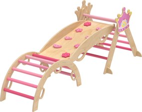 AIYAPLAY Cadru de cățărat interior 8-in-1 pentru copii, design de prințesă, tobogan, rampă, arc, lemn | Aosom Romania
