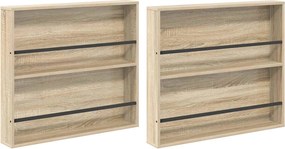 vidaXL Raft pentru reviste cu raft 2 pcs Stejar Sonoma 80 x 12 x 70 cm