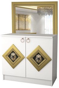 Comoda Deluxe cu oglinda, culoare alb / negru, 90 x 46 x 80 cm