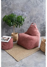 Fotoliu bean bag albastru cu tapițerie din catifea reiată Play Amuse – SLOWDOWN