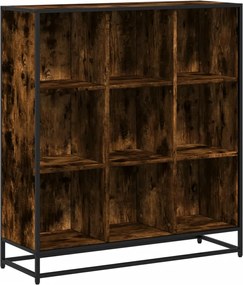 vidaXL Bibliotecă stejar fumuriu 97,5x33x107,5 cm lemn prelucrat/metal