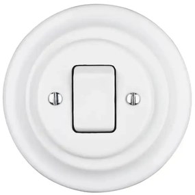Bohemia-Design - Întrerupător retro simplu din porțelan cu ramă nr. 7, alb