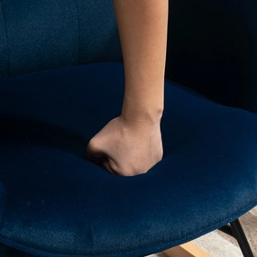 HOMCOM Fotoliu balansoar, rocking chair, fotoliu pentru alăptare confortabil cu structură din lemn masiv și metal pentru Living, Dormitor, Balcon, Catifea albastră | Aosom Romania