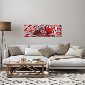 Tablou - Abstract metalic 3D (cu ceas) (90x30 cm)