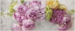 Tablou - Flori pe perete culorile pastel (120x50 cm)