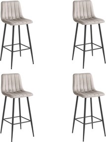Scaun de bar POZZA VELVET cu picioare negre, bej