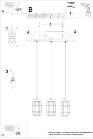 Lustră pe cablu Sollux SL.1264 GOTTO 3xE27/15W/230V negru