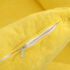 HOMCOM Divan cu Două Locuri Îmbunătățit în Material Textil de Tip Spugna cu Perne Detașabile, Divan Compact Modern cu Brațe și Picioare Metalice pentru Sufragerie, Dormitor, 130x77x84 cm, Galben | Aosom Romania