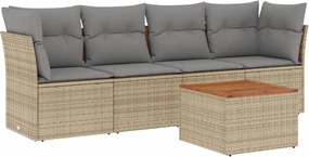 vidaXL Set canapele de grădină cu perne, 5 piese, bej, poliratan