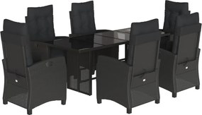 vidaXL Set mobilier de grădină cu perne, 7 piese, negru, poliratan