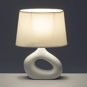Veioză albă din ceramică cu abajur textil (înălțime 30 cm) – Casa Selección