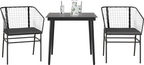 vidaXL Set de sufragerie de grădină 3 piese neagră