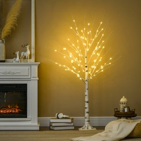 HOMCOM Pom de Crăciun cu Lumini LED și 12 Crengi pentru Interior și Exterior din PP și Metal, 22x22x150 cm, Alb | Aosom Romania