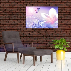 Tablou - Fluture lângă floare (90x60 cm)