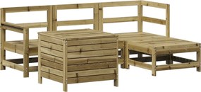 vidaXL Set canapea de grădină, 5 piese, lemn de pin tratat