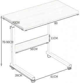 Birou mobil pentru laptop Culoare alb/maro, TABLET STL03WZ4