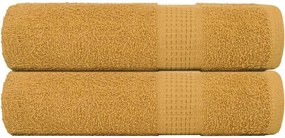 vidaXL Prosoape de baie, FROGN, 2 buc., aurii, 100x150 cm, 360 g/m²