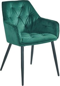 Scaun BEL, verde smarald/negru, stofa catifelata/metal, 58x63x86 cm
