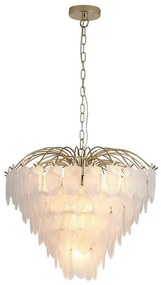 Candelabru alama lucios sticla mata Feather 6Lt