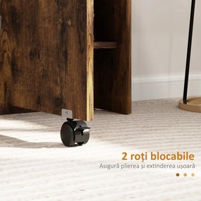 HOMCOM Masa Pliabila de Luat Masa, Masa cu Blaturi pentru Spatii Mici, cu Rafturi cu 2 Niveluri, Masa de Bucatarie Mica cu Rotile de Rulare | Aosom Romania